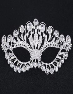 Crystal Mask Silver Tone Venetian Bridal Masquerade Rhinestone Crystal Eye Mask Halloween Fancy Dress Ball Party Mask FJ213933796