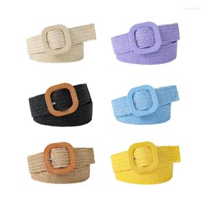 Cintos de fivela ajustável Cinturão de cintura Mulheres elásticas elásticas de trama colorida