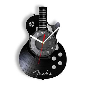 Zegarki ścienne Oryginalne gitarę akustyczną zegar ścienny instrument muzyczny dom domowy dekoracja winylowa płyta rockowa Q240509