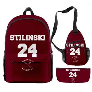 Backpack Creative Fashion Beacon Hills Lacrosse 3D Print 3pcs/Set Pupil Schools Taschen Trendy Travel Laptop Chest Bag Bleistift Koffer