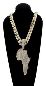 Anhänger Halskette Mode Crystal Africa Map Halskette für Frauen Männer039s Hip Hop Accessoires Schmuck Choker Kubanische Verbindung Kette GIF7045657