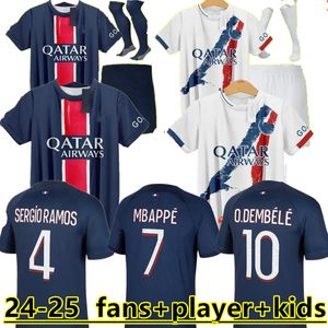 24 25 Maillot Mbappe Soccer Jerseys Kids Kit 24/25 Spelarversion Training Pre Match 2024 2025 Maglia Paris Home Away Football Shirt Hakimi Fabian Vitinha O Dembele 888