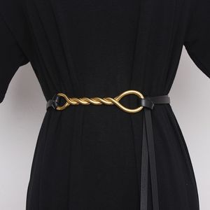 2021 Självband Bow Cow Leather Midjebälte för kvinnor Multi-färg Slim Midjeband Plus Size Cowskin Coat Suit Corset Cinch Belt New 253k