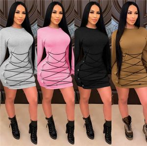 Autumn Dress Women 2020 Sexy Long Sleeve Slim Elastic Bodycon Bandage Dress Short Pleated Party Dresses8178954