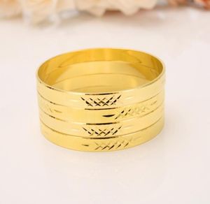 14 K Solid Gold GF Jewelry 1st eller 4st Bangles Etiopiska banglesbracelets smycken Kinesiska bröllop Brudlarna gåva Dubai1009865