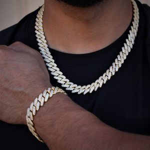 12mm 15mm 19mm Iced Out Bling Cuban Chain Necklace 5A Cubic Zirconia CZ Hip Hop Jewelry for Men Boy 0927 205p
