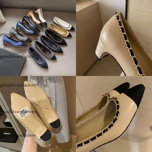 pointed Women toe ballet flats Dress Shoes Lambskin 100% real leather Dermal sole Grosgrain Denim Quilty summer Size 35-41 Original edition