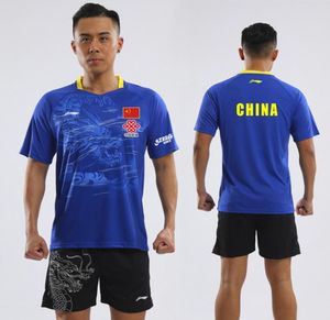 Novo traje de tênis de mesa Men039s e Women039s Equipe Chinesa Uniforme Dragon Padrões Match Match Sportswear Tenis Shorts5082469