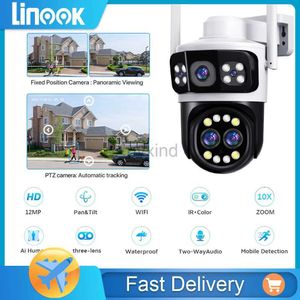 IP -kameror Linook Yoosee 12MP 10X Optisk zoomvattentät CCTV Outdoor Wireless WiFi Security Camera Pan Tilt 360 IP Camera Motion Tracking D240510
