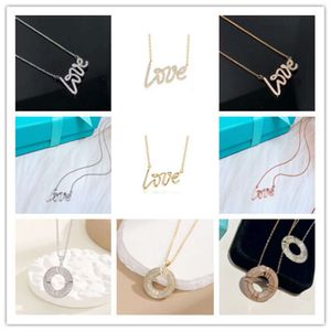 Fashion jewelry brand designer necklace: LOVE, round coin, pearl U-shaped chain, heart-shaped leaves, set with Moselle 14k women's Bohemian style necklace