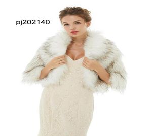 結婚式のためのショールとラップイブニングドレス女性暖かい冬女性ブライダルフォーマルフェイクファージャケット