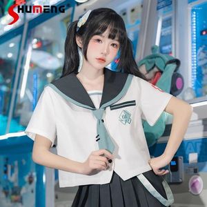 Arbetsklänningar 2024 Spring Women's Clothes JK Uniform Japanese Lolita Short-Sleeve Sailor Suit Pleated kjol Set College Style Y2K Outfits