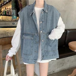 Frauenwesten Frauen Denim einzelner Brust-Tops ärmelloses Jacken 2024 Sommerpaar lässig Jean Weste Weucher Vintage Oberbekleidung