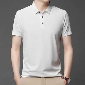 Herren Polos Herren Top Mens Polo Shirt Smart Casual Shirt Luxus Marke Korean White Navy Blue Classic Office Shirt Y240510APDU