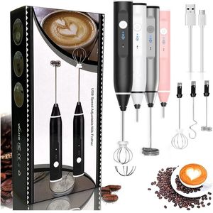 USB -wiederaufladbare elektrische Handheld -Milch -Frother mit 3 Köpfen Foamer Maker 3 Verstellbare Geschwindigkeiten Mini -Getränkemixer Mixer für kugelsichere Kaffee/ Latte/ heiße Schokolade