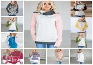 Side Zipper Hooded Hoodies Women Patchwork Sweatshirt 19 Colors Double Hood Pullover Casual Hooded Tops OOA5359218S1495796