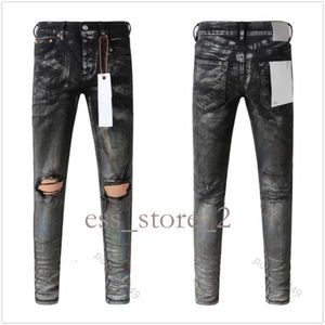 Lila Jeans Designer Herren Jeans für Herren Top -Quality Mode Herren Jeans Style Designer Pant Distelte Ripped Biker Black Blue Jean Slim Fit Motorcyc Stretch 613