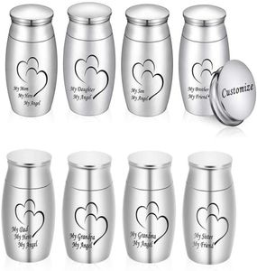 30x40mm Mini Keepsake Pendant Urns For Human Ashes Small Cremation Urn Rostfritt stål Memorial Funeral Jar6487316