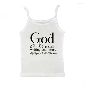 Tank da donna Casual Sexy White Crop Tops Y2K Stampa grafica in cotone senza maniche Cami Top Women Fashion Tees Ladies Camisole Summer