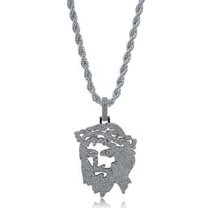 Men colares Jóias de joalheria moda moda de luxo Bling zirconia platinum 18k ouro banhado Jesus Cristo Pingente Hip Hop Colar2531331