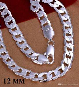 Hela 12 mm bredd silver män smycken mode män kedja trottoarkn halsband nya piskar smycken figaro stil halsband kasanier8091686