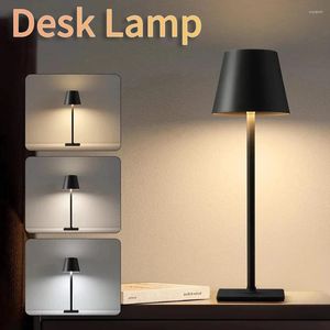 Table Lamps USB Rechargeable LED Desk Lamp Bar Restaurant Ambiance Study Office Light Touch Switch 3 Color Tempurture Dimmable