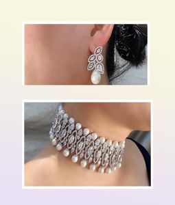 Janekelly Clear White Pearl Dubai Jewellery Indian Bridal Wedding Choker Biżuteria dla kobiet punkowa biżuteria rockowa T2005071369189