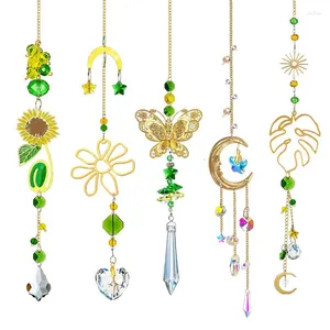 Decorative Figurines Crystal Wind Chimes Flower Moon Dream Sun Catcher Pendant Butterfly Light Hanging Jewelry Rainbow Prism Decorations