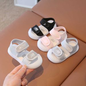 Sandals Baby Girl Solid 2023 Spring/Summer Boys Shoes 0-2 Year Old Velcro Princess Walking 1 H240510