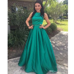 Dunkelgrüner Ball Abend Pailletten -Schärpe -Abschlusskleider Juwel Rüschen Satin -Party -Kleid für Mädchen Langes Zug Abschlussball Kleid M99 0510