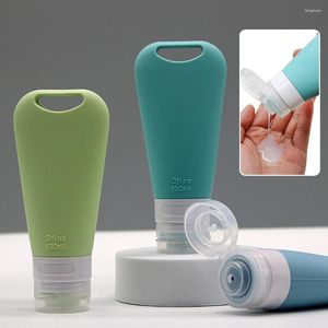 Lagringsflaskor Portable Silicone Travel Bottle 90 ml Lotion Shampoo Refillable Leakproof Squeeze Tubes Shower Gel Container tom