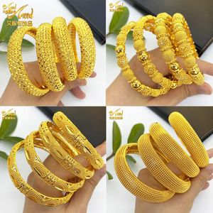 Aniid Luxury Dubai Gold Color Bangles for Women Arabic Bridal Charm Bracelet Nigerian Wedding Gift African Jewelry Party 240510