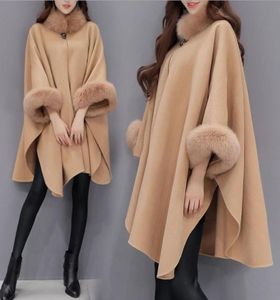 2020 Winter Clothes Fox Hair Lead Long Fund Wool Woollen Overcoat Temperament Cloak Shawl Loose Coat Woman2640490