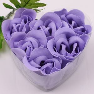 12 Kisten Purple Decorative Rose Bud Blütenblätter Blume 6pcs in herzförmigen Kisten Hochzeitsbevorzugungen 177a