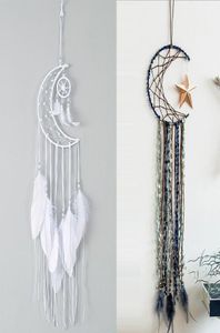 Duże łapacz snów półksiężyc kształt dzieci wisząca na ścianę Dekoracja ręcznie robione białe pióra Dreamcatchers na prezent ślubny 7993752