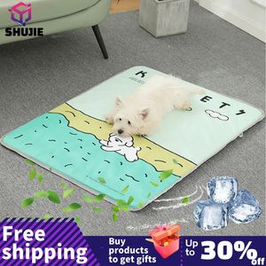 Hundkylningsmatta Summer Pet Self Cooling Pad With Non-Slip Bottom Cat Bed Mat For Small Medium Large Dogs Indoor Dog Crate Mat 240510