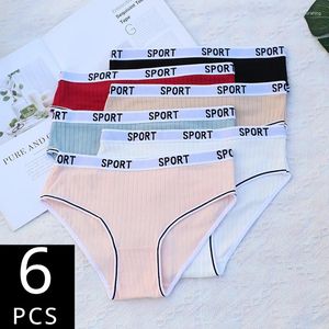 Mutandine femminili da 6 pacchetti di cotone puro cotone traspirante pantaloni triangoli sexy per ragazze biancheria intima