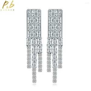 Stud Earrings PuBang Fine Jewelry 925 Sterling Silver Tassel Drop Created Moissanite For Women Anniversary Wedding Gift