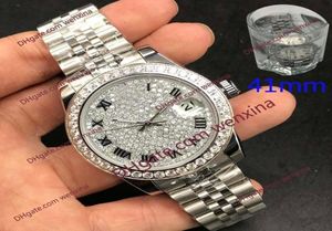 10 färg hög kvalitet 41mm herrklockor Diamond Watch Sterling Silver Color Montre de Luxe 2813 Automatic Steel Waterproof Wristw4088389