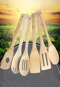 Sopa de madeira ecofriendly Sopa de madeira colher de bambu Spatula 6 Styles Kitchen Cooking Utensil Turners Slotted Mixing Holder Shovels BH31836255652