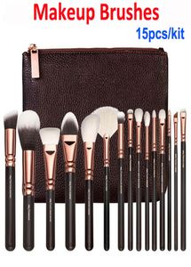 Makeup Brushes 15 pcs Set Rose Gold brush bag Professional Face and Eye Shadow Make Up Tools Eyeliner Powder Foundation Blending3031357