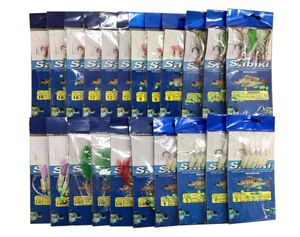 22PCSフィッシュスキンストリングフックSABIKIS RIG FOR luminous Soft Shrimp Fishing Hook Lure Bait Mixサイズタックルアクセサリー3308Z6267549