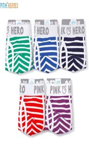 Pink Heroes 5pcs calcinha confortável homens homens listrados de algodão listrado