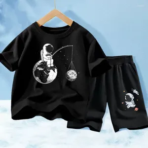 Giyim Setleri Yaz Çocukları Komik Balıkçı Ay Giysileri 2pcs Bebek Pamuk T-Shirt Kısa Pantolon Kıyafetler Erkek Spor Takımları