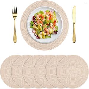 Bordmattor Placemats uppsättning av 6 tvättbara runda vävda plats för kök 15 tum