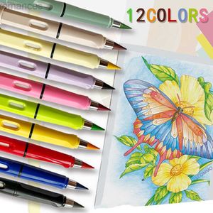 Lápis Criativo 12 cor eterno lápis sem tinta kawaii ilimitado lápis escolar infantil artes esboço colorido pintura de papelaria suprimentos d240510
