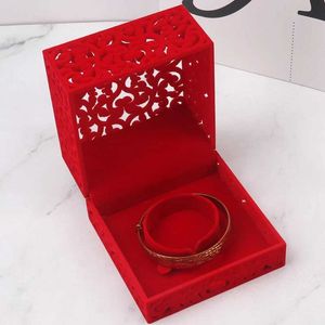 Jóias Jóias de joias Caso de armazenamento de jóias de casamento de qualidade Amazing Red Velvet Ring Brios