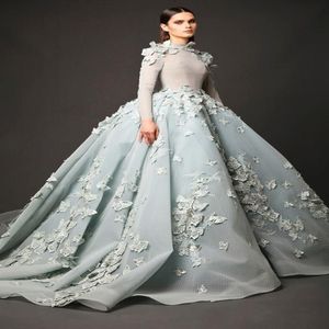 Yüksek Boyun Balo Elbiseleri Elie Saab 2019 Aplikes Boncuklu Arapça Gece Elbise Uzun Kollular Vintage Kırmızı Halı Ünlü Parti Önlükleri 204E