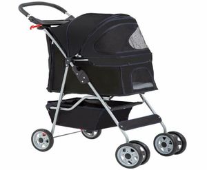 4 Räder Haustier Kinderwagen Katze Hunde Käfig Kinderwagen Fahrträger Black5418756