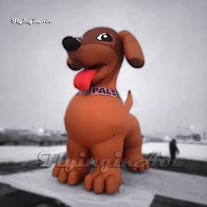 かわいい茶色の大きなインフレータブル犬の漫画動物モデル空気イベントのために子犬の風船を爆破する